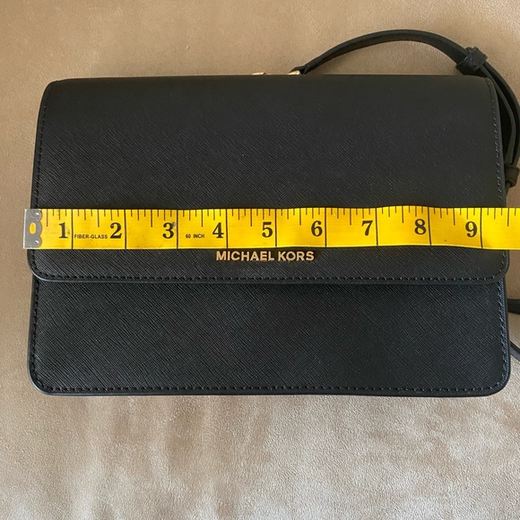 Michael Kors Gusset Leather Crossbody Bag - Black/Gold - Picture 13 of 13